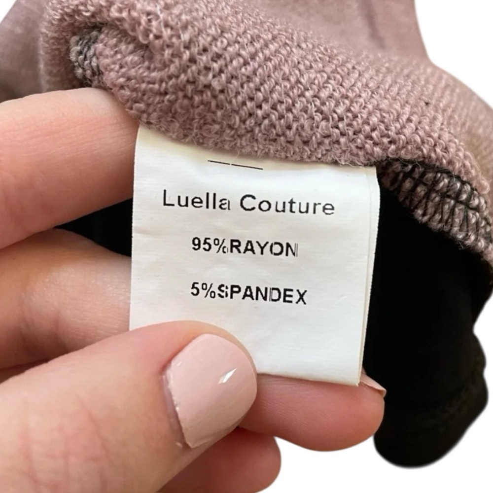 4/$25 Luella Couture Paris Knit Front Long Sleeve Sweater Girls Sz 12 Pink Black - Picture 9 of 9